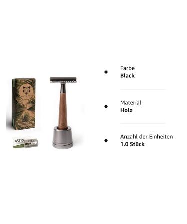 ANYMALE Walnut Wood Safety Razor Set | Eco-Friendly Zero Waste Razor for Men & Women | Includes Stand & 5 ASTRA Blades - Buy Online on GoSupps.com