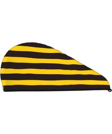 Bee Stripe Microfiber Hair Towel - Super Absorbent Coral Velvet Wrap for Long Curly & Thick Hair | Quick Dry Hair Cap for Women - Buy Online on GoSupps.com