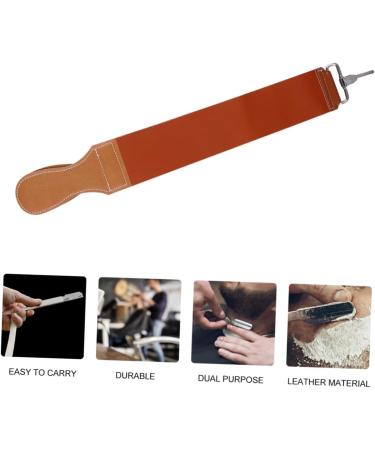Frcolor Messers Ch rf Belt - Dual Purpose Leather Razor Strap for Hairdressing | Canvas & Cowhide | Medium Brown - Sharpens Hair Tools - Buy Online on GoSupps.com