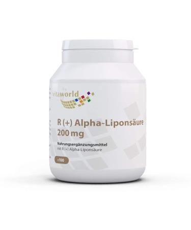 Vita World R(+) Alpha-Lipoic Acid 200mg 100 Capsule ALA thioctic acid Made in Germany