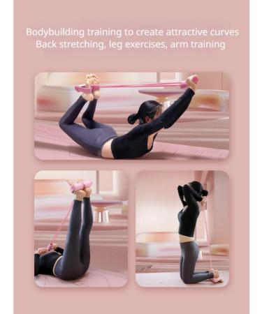 MOILO Multi-Functional Stirrup Puller | 6 Tubes Natural Rubber Resistance Band | Fitness Yoga Tension Rope for Arm Abdominal Waist Leg Slimming | Pink - Buy Online on GoSupps.com