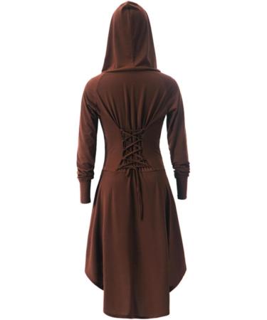 Gothic Clothes for Women plus Size Dress Dress Long Sleeved Hooded Strap Gothic Dresses for Women (Brown L) Brown Large - Buy Online on GoSupps.com