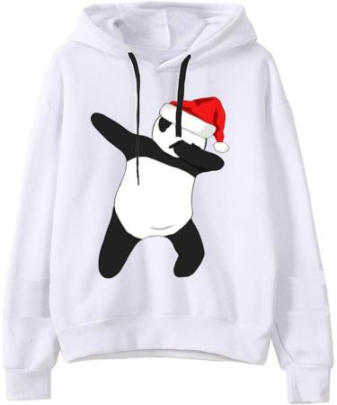 Bigfanshu Women's Dresses Christmas Print Hooded Long Sleeves Sweatshirt Pullover Tops Shirt - Buy Online on GoSupps.com