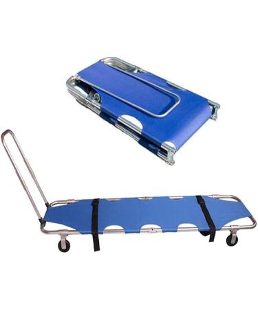Portable Foldaway Stretcher with 4 Wheels and Seat Belt Emergency Rescue Flat for Hospital Sports Venues Max Load Bearing 350 Lb 0106