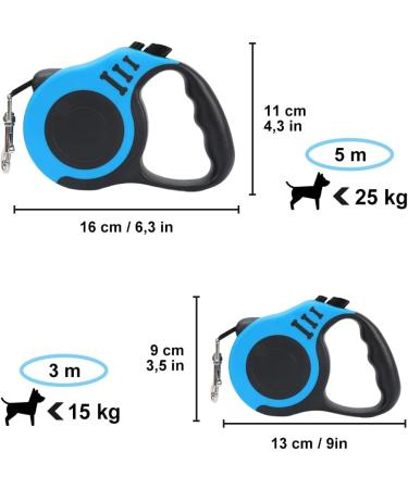 5m Retractable Dog Leash for All Breeds - Durable & Stylish Blue Leash for Small Medium & Large Dogs - Buy Online on GoSupps.com