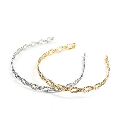 Chicmo Gold & Silver Fashion Metal Headband Set for Women/Girls - 2 PCS Chain Wrap Hairband - Buy Online on GoSupps.com