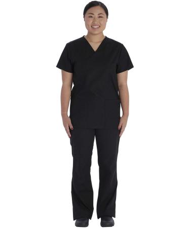 Vital Threads Men and Women Scrubs Set V-Neck Top & Drawstring Pant VT509C Medium Black