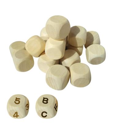 Jagowa 25 Pcs DIY Blank Standard Game Dice Blank Dice 20mm Wooden Blank Dice Set with 6 Unpainted Square Sides DIY Dice Cube for Kids Indoor Outdoor Yard Craft Board Games