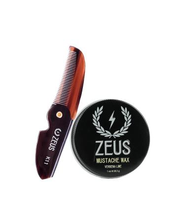 ZEUS Mustache Wax & Mustache Comb Grooming Set for Men  Folding Mustache Comb & Natural Mustache Wax