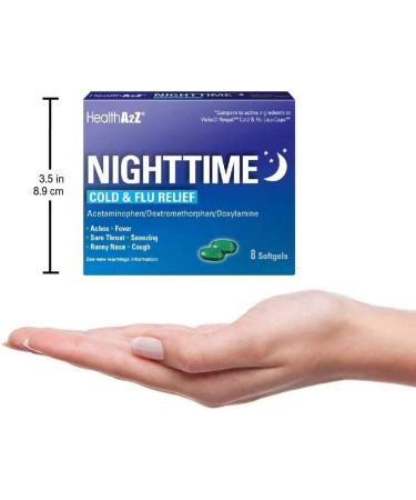 HealthA2Z Nighttime | Cold & Flu Medicine | Powerful Multi-Symptom Nighttime Relief | 24 Packs of 8 Softgels | (192 Softgels Total) - Buy Online on GoSupps.com