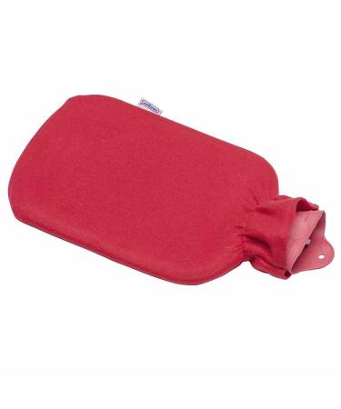 Hot water bottle with fleece cover 2.0 liters (red)