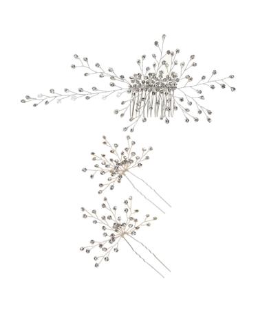 minkissy 4 Sets Bridal Headwear Diamond Headpiece Wedding Hair Decoration U- Shaped Hair Pin for Bride Pearl Hair Accessories Pearl Tiara Rhinestones Bridesmaid European and American Comb