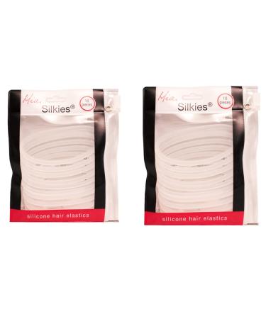 Mia Silkies Hair Ties - Long-Lasting Silicone Elastics for Thick Hair - 2 Packs/20 Pieces - Transparent Clear Color - Ideal for Women, Teens, Athletes, and Girls - Buy Online on GoSupps.com