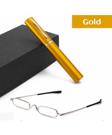 BILIZA Mini Slim Pen Reading Glasses - Compact Metal Frame Eyeglasses with Clip Case (Red 1.5X) - International Shipping Available - Buy Online on GoSupps.com