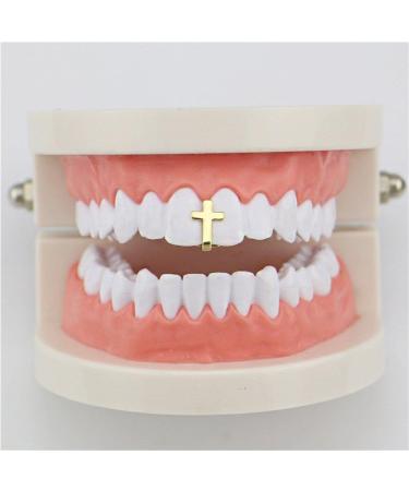 Fopytu Punk Cross Tooth Grill Cap - Gold Teeth Grills for Halloween Party & Cosplay Accessories - International Shipping Available - Buy Online on GoSupps.com