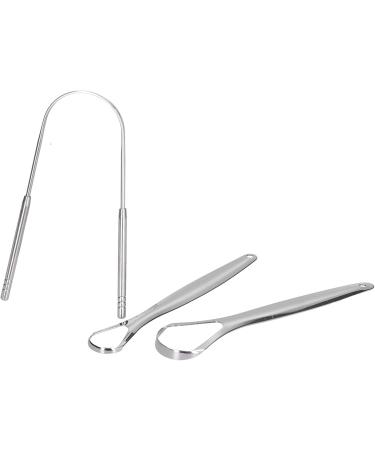 3PC Stainless Steel Tongue Scraper Set - Portable Oral Care Tools for Bad Breath & Dental Hygiene - Buy Online on GoSupps.com