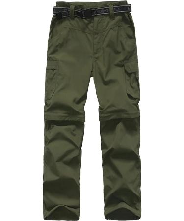 JOMLUN Boys Scout Convertible Hiking Pants - Army Green, Youth Cargo Trouser for Outdoor Climbing - Size 12-14 Years - Buy Online on GoSupps.com