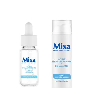 Mixa Mixa - Rehydrating Concentrated Serum Routine + Anti-Dryness Cream - with Hyaluronic and Lactic Acid + Squalane - Soothes &
