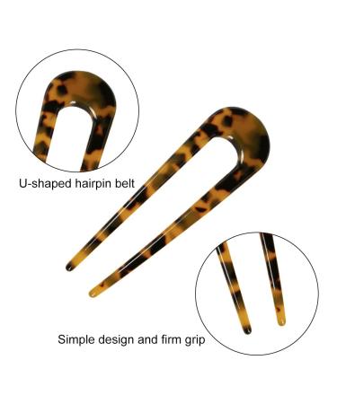 Sioppkik U-Shaped Hairpins - 4 Pack French Style Turtle Shell Hair Accessories for Women - Metal Updo Hairpins for Chignons and Styling - Buy Online on GoSupps.com