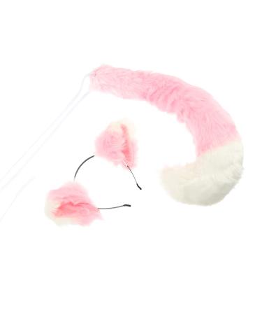 Animal Costume Accessories Plush Fox Ear Headband and Tail Set Christmas Party Costume Accessories Xmas Party Favors Photo Props for Kids Children Adult Pink White