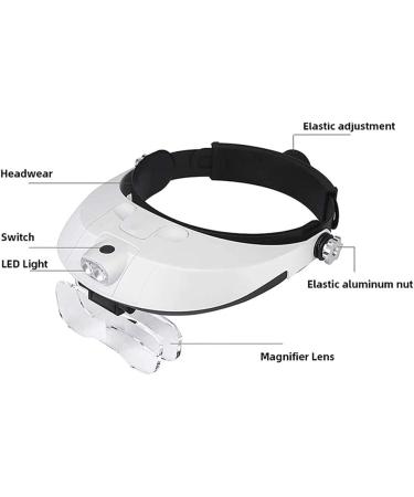 Headband Magnifier Head MountLighted Magnifying Glasses Headband Magnifier Multi-Functional Illuminated Magnifier Magnifying Glass with 1X 1.5X 2X 2.5X 3.5X 5 Lens Head Loupe Magnifier for Rep - Buy Online on GoSupps.com