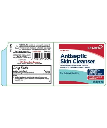 Leader Antimicrobial Skin Cleanser - Chlorhexidine Gluconate 4% Solution Soap for Home & Hospital - 8 Ounce - Buy Online on GoSupps.com