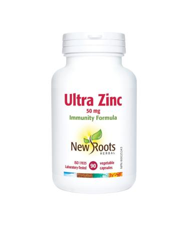 New Roots Herbal - Ultra Zinc 50mg 90 Capsules - Helps to Prevent Zinc Deficiency - Zinc Thiamine Riboflavin and Vitamin B6 Help the Body to Metabolize Carbohydrates Fats and Proteins Ultra Zinc 50 mg