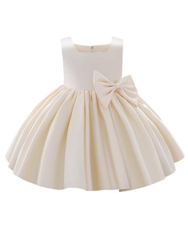Baby Clothes for Toddler Bridesmaid Flower Girl Dress Princess Sleeveless Bowknot Tutu Christening Wedding Pageant Birthday Party Prom Gown 12-18 Months 01 Champagne
