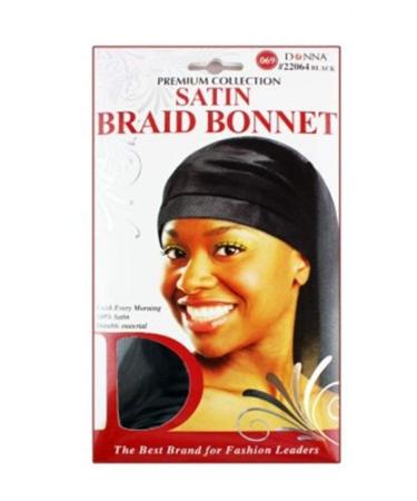 Donna's Premium Satin Braid Bonnet (Black)