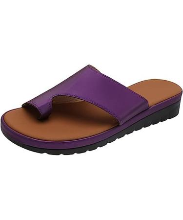 FFMA Sandals Womens Summer Big Toe Correction Sandals Bunion Splints Sandal Ladies Casual Soft Correction Sandal Orthopedic Bunion Corrector Summer Open Toe Beach Travel 11 Purple