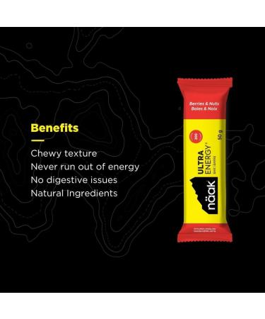 N ak Berries & Nuts Ultra Energy Bars 12 Pack High Protein Snack High Fiber Dairy Free Vegan - Buy Online on GoSupps.com