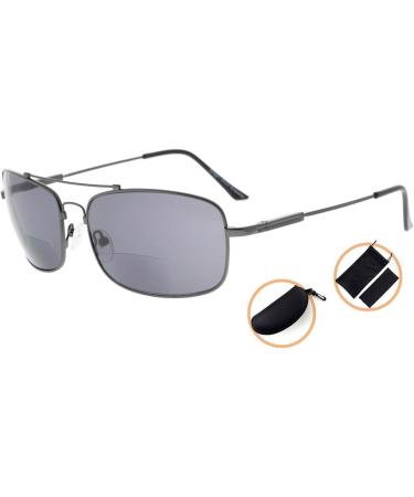 Eyekeper Bifocal Sunglasses - Flexible Bridge Titanium Gunmetal Frame +1.50 Gray Lens for Reading - Lightweight and Stylish International Shipping Available - Buy Online on GoSupps.com