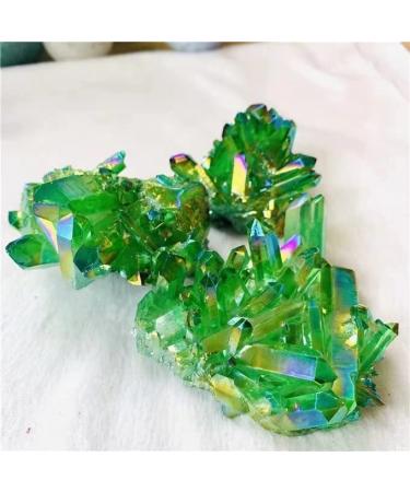 Natural Crystal Rough Wholesale Angel Aura Quartz Green Electroplating Rainbow Crystal Cluster 100g-500g for Decoration 1pc (Color : Natural Size : 400g-500g) 400g-500g Natural