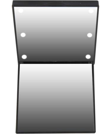 Folding LED Makeup Mirror Dimmable Design Pocket Size Scratch And Shock ABS + Glass LED Pocket Mirror Lady for Girl(black) - Buy Online on GoSupps.com