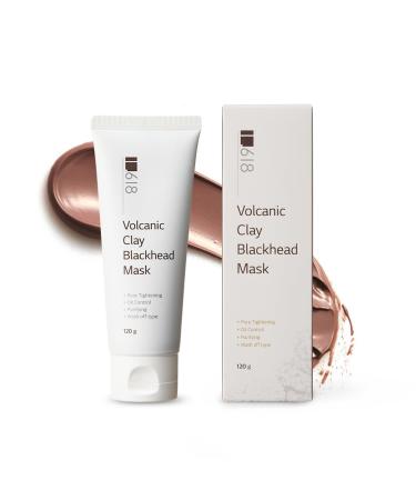 Volcanic Clay Blackhead Removal Mask for Oily Skin - Pore Tightening Sebum Control Skin Soothing K-Beauty Face Mask 4.23oz