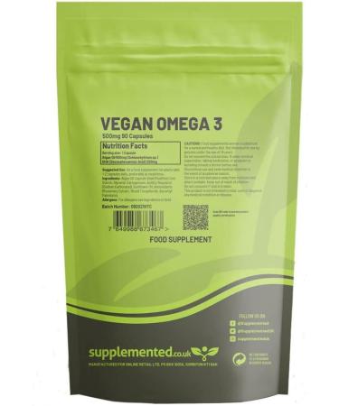 Vegan Omega 3 500mg Algae Softgel Capsules - 90 Count - Buy Online on GoSupps.com