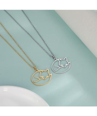 TEAMER Stainless Steel Fox Pendant Necklace | Cute Animal Jewelry for Women - Perfect Gift - Buy Online on GoSupps.com
