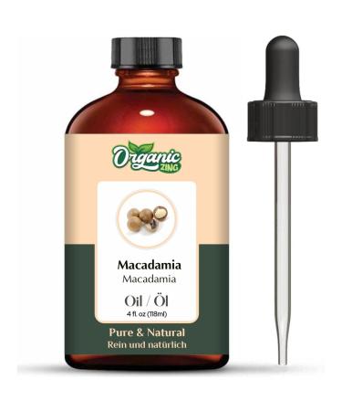 ORGANIC ZING Organic Zing Macadamia Oil (Macadamia ternifolia) - Pure and natural carrier oil for massage skin care and hair care - 118 ml