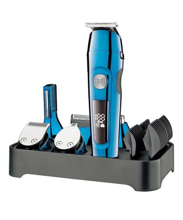 Hair Clippers for Men All in one LCD Adjustable speeds Hair Trimmer Multifunction Beard Grooming Facial Body Hair Clipper elelctric Hair Cutting Set (Color : Blue)