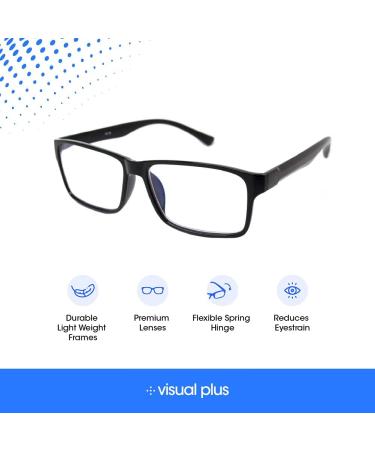 Buy Visual + Plus Blue Light Blocking Reading Glasses for Men & Women | Computer Gaming TV Glasses (Black 1.50 Strength) - Protect Your Eyes - Buy Online on GoSupps.com