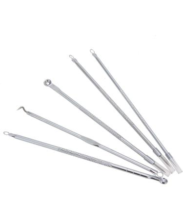 5pcs/set Acne Needle Tweezers Blackhead Pimples Removal Pointed Bend Face Skin Care Tools Comedone Acne Extractor - Silver - Buy Online on GoSupps.com