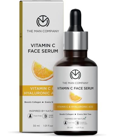 The.Man Company 40% Vitamin C Face Serum With Hyaluronic Acid | Boosts Collagen | Glowing & Brightening Skin | Soft Smooth & Supple | All Skin Types - 30ml - Buy Online on GoSupps.com
