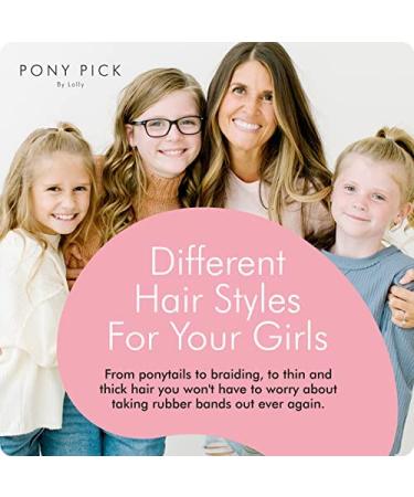 Pony Pick by Lolly - Elastic Hair Band Cutter & Remover - 3 Pack of Pink Picks with 50 Black Elastics - Pain-Free and Easy Removal - Hair Tool and Accessories - Buy Online on GoSupps.com