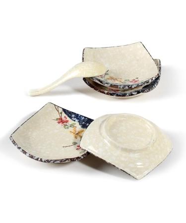 Fruit Bowl Snack Containers 4.7-inch Square Plate Hand-Painted Ceramic Plate Home Dipping Sauce Seasoning Sushi Dessert Snack Plate Breakfast Bowls - Buy Online on GoSupps.com