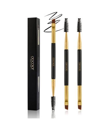 Docolor Eyebrow Brush Duo Eyebrow Spoolie 3Pcs Professional Angled Eye Brow Brush Perfect for Lining and Shaping Brows Spoolie for Brows or Lashes Black 3PCS Black