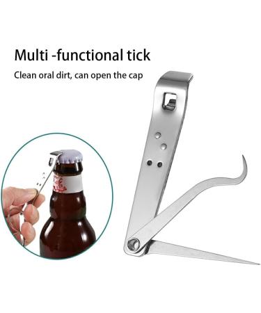 lmoikesz Foldable Stainless Steel Toothpick Set - Portable Dental Floss & Multifunctional Cleaning Tool with Bottle Opener - Buy Online on GoSupps.com