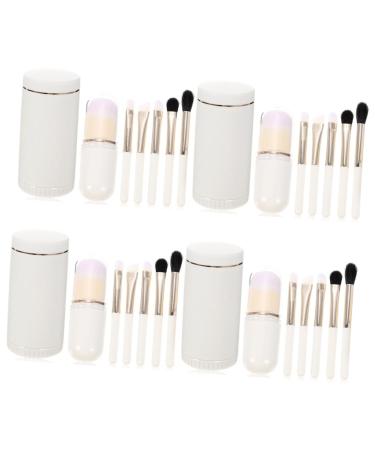 Didiseaon 4 Sets Makeup Brush Set Travel Makeup Brush Makeup Brush Organizer for Vanity Face Beauty Tools Makeup Brush Cover Portable Brush Mini Nanofiber Wool Handle Brush Soft Miss White