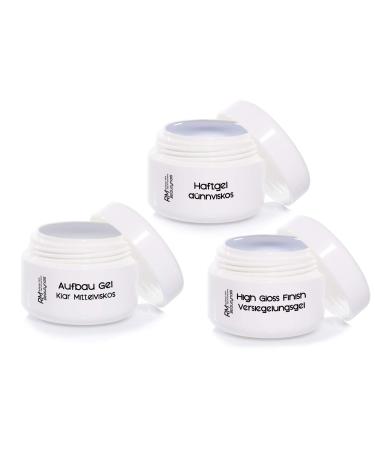 UV Gel Saving Set Adhesive Gel Building Gel Clear Medium Gloss Gel Sealing for Nail Design (3x15ml) 3 Pack