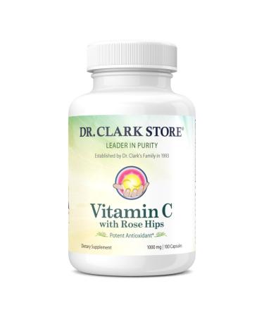 Dr. Clark Vitamin C with Rose Hips Supplement 1000mg 100 Gelatin Capsules