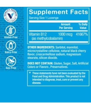 The Vitamin Shoppe Methylcobalamin B12 1000mcg Lozenges - Energy Support, Black Cherry Flavor - 60 Count - Buy Online on GoSupps.com